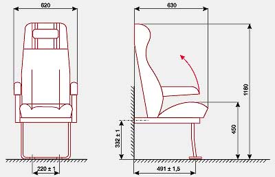 Кресло одноместное 2-го класса для электропоездов повышенной комфортности